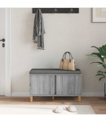 vidaXL Hall Bench with Cushion with Door Grey Sonoma 80 x 38 x 46 cm
