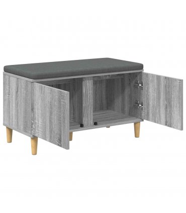 vidaXL Hall Bench with Cushion with Door Grey Sonoma 80 x 38 x 46 cm