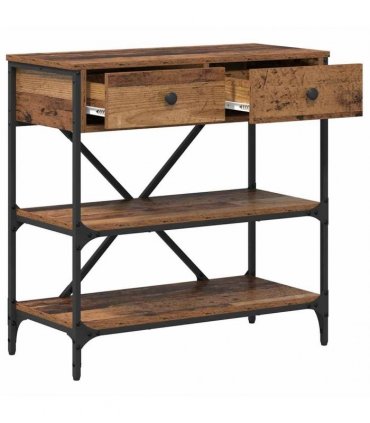 vidaXL Console Table with Drawer Brown 75 x 34.5 x 75 cm Wood