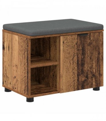 vidaXL Hall Bench Old Wood 60 x 38 x 46 cm Engineered Wood and Fabric