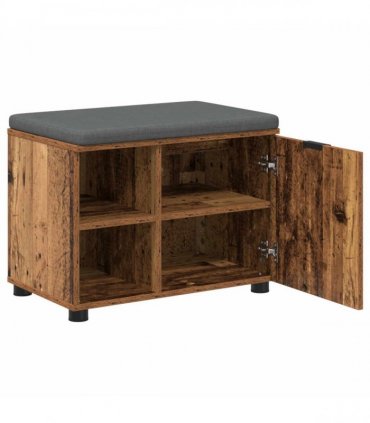 vidaXL Hall Bench Old Wood 60 x 38 x 46 cm Engineered Wood and Fabric