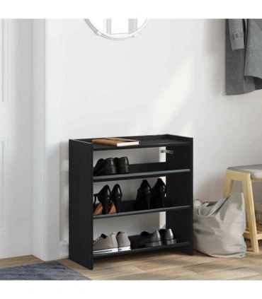 vidaXL Shoe Rack Black 60x25x62 cm Engineered Wood