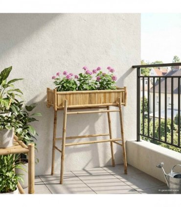 vidaXL Garden Planter with Holder Natural 100 x 38 x 114 cm Bamboo
