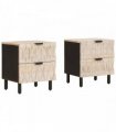 vidaXL Bedside Cabinet 2 pcs White 40 x 33 x 46 cm Solid Mango Wood
