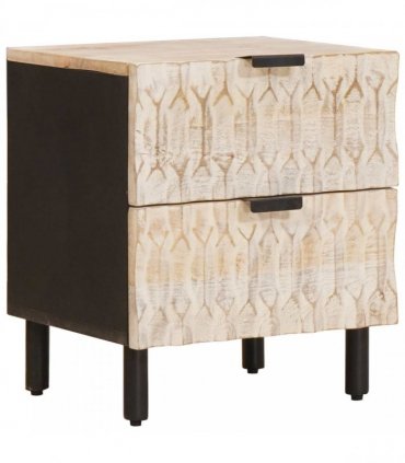 vidaXL Bedside Cabinet 2 pcs White 40 x 33 x 46 cm Solid Mango Wood
