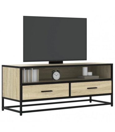 vidaXL TV Cabinet Sonoma Oak 100x34.5x40 cm Engineered Wood and Metal