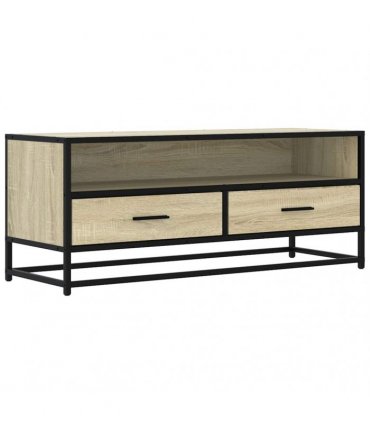 vidaXL TV Cabinet Sonoma Oak 100x34.5x40 cm Engineered Wood and Metal