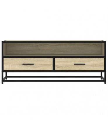 vidaXL TV Cabinet Sonoma Oak 100x34.5x40 cm Engineered Wood and Metal