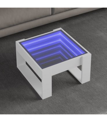 vidaXL Coffee Table with Infinity LED White 50x53x30 cm