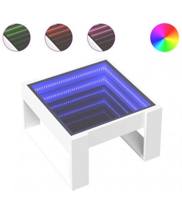 vidaXL Coffee Table with Infinity LED White 50x53x30 cm