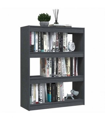 vidaXL Book Cabinet/Room Divider Grey 100x30x103 cm Solid Pinewood