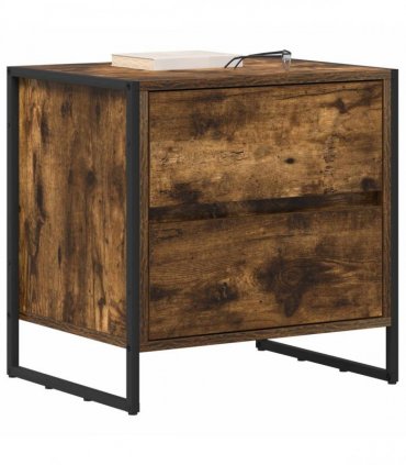 vidaXL Bedside Table Smoke Oak 50 x 39.5 x 50 cm Engineered Wood