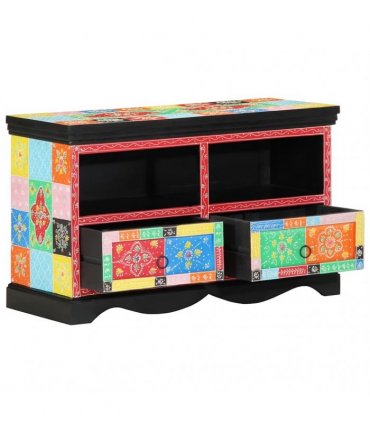 vidaXL TV Cabinet Multicolour 80 x 35 x 50 cm Solid Mango Wood