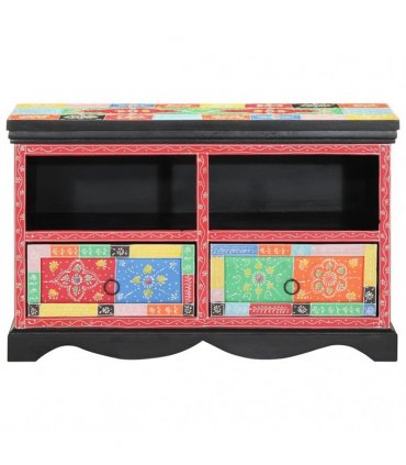 vidaXL TV Cabinet Multicolour 80 x 35 x 50 cm Solid Mango Wood