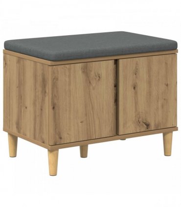 vidaXL Hall Bench with Cushion with Door Artisan Oak 60 x 38 x 46 cm