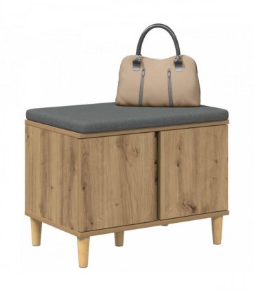 vidaXL Hall Bench with Cushion with Door Artisan Oak 60 x 38 x 46 cm
