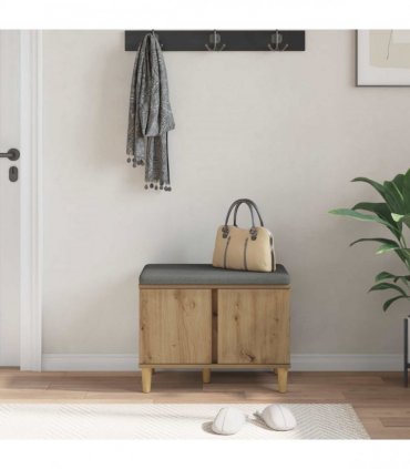 vidaXL Hall Bench with Cushion with Door Artisan Oak 60 x 38 x 46 cm