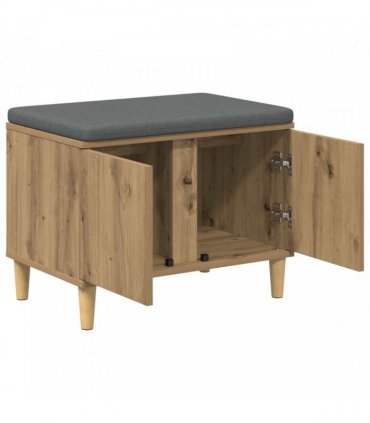 vidaXL Hall Bench with Cushion with Door Artisan Oak 60 x 38 x 46 cm