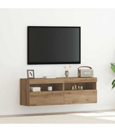 vidaXL TV Wall Cabinet Wall-mounted 2 pcs Artisan oak 60 x 30 x 40 cm