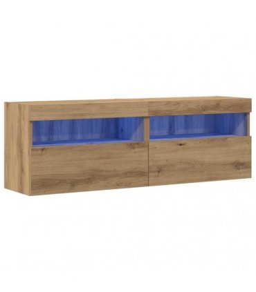 vidaXL TV Wall Cabinet Wall-mounted 2 pcs Artisan oak 60 x 30 x 40 cm