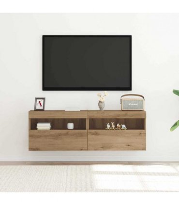 vidaXL TV Wall Cabinet Wall-mounted 2 pcs Artisan oak 60 x 30 x 40 cm