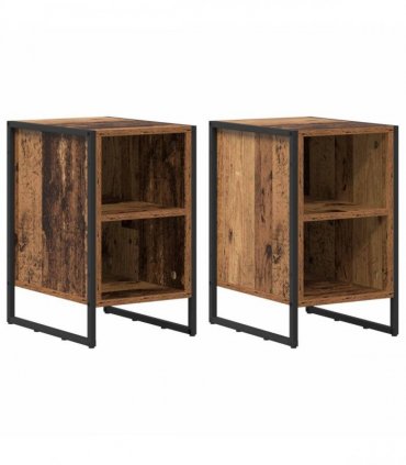 vidaXL Bedside Table 2 pcs Old Wood 39.5 x 30 x 50 cm Engineered Wood