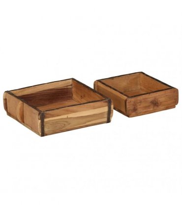 vidaXL Tray 2 pcs Brown 29 x 31 x 10 cm Solid Reclaim Wood