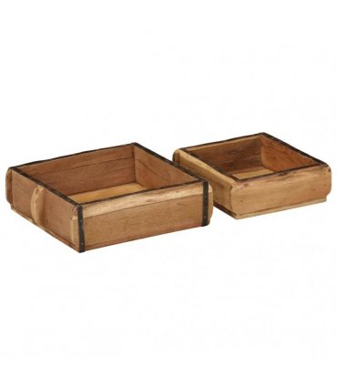 vidaXL Tray 2 pcs Brown 29 x 31 x 10 cm Solid Reclaim Wood
