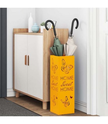 vidaXL Rain Umbrella Stand Mustard 15.5 x 15.5 x 49 cm Steel