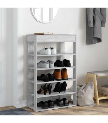 vidaXL Shoe Rack Grey Sonoma 60x30x98 cm Engineered Wood