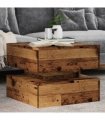 vidaXL Coffee Table with LED Lights Old Wood 50x50x40 cm