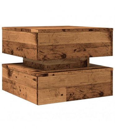 vidaXL Coffee Table with LED Lights Old Wood 50x50x40 cm