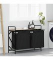 vidaXL Laundry Basket 2 Compartments with Shelf Sonoma Oak
