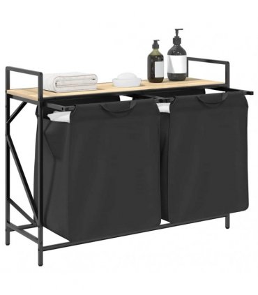 vidaXL Laundry Basket 2 Compartments with Shelf Sonoma Oak