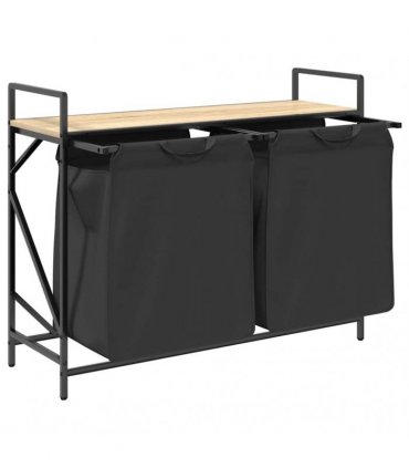 vidaXL Laundry Basket 2 Compartments with Shelf Sonoma Oak