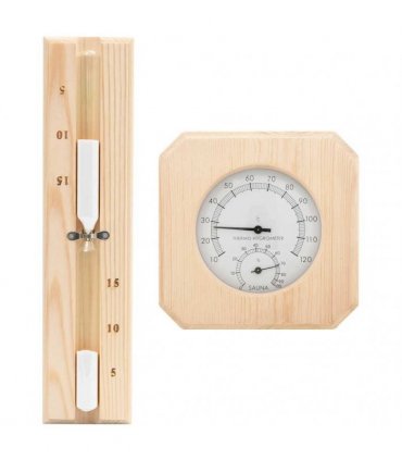 vidaXL 2 in 1 Sauna Hygrothermograph and Sand Timer Set Solid Wood Pine