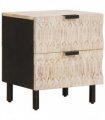 vidaXL Bedside Cabinet White 40 x 33 x 46 cm Solid Mango Wood