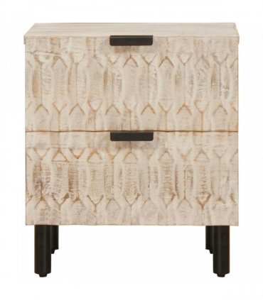 vidaXL Bedside Cabinet White 40 x 33 x 46 cm Solid Mango Wood