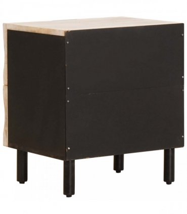 vidaXL Bedside Cabinet White 40 x 33 x 46 cm Solid Mango Wood