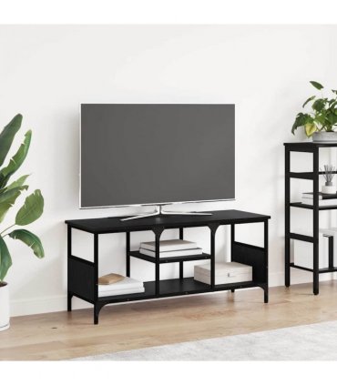 vidaXL TV Cabinet Black Oak 100 x 35 x 45 cm Engineered Wood and Iron