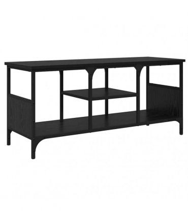 vidaXL TV Cabinet Black Oak 100 x 35 x 45 cm Engineered Wood and Iron