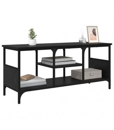 vidaXL TV Cabinet Black Oak 100 x 35 x 45 cm Engineered Wood and Iron