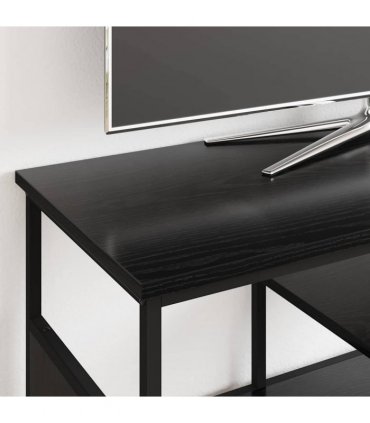 vidaXL TV Cabinet Black Oak 100 x 35 x 45 cm Engineered Wood and Iron