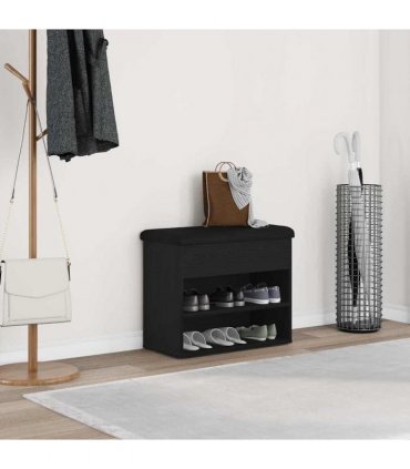 vidaXL Storage Bench Black Oak 62 x 32 x 50 cm Engineered Wood