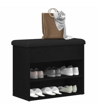 vidaXL Storage Bench Black Oak 62 x 32 x 50 cm Engineered Wood