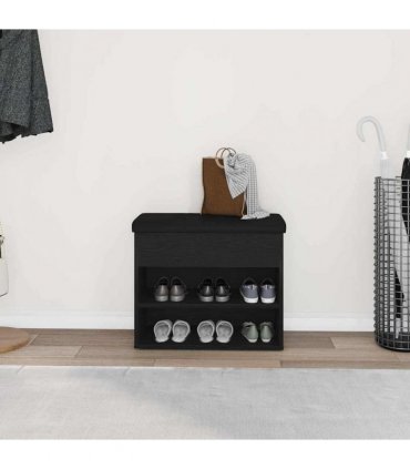 vidaXL Storage Bench Black Oak 62 x 32 x 50 cm Engineered Wood
