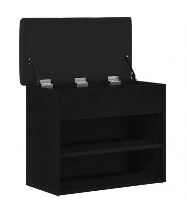 vidaXL Storage Bench Black Oak 62 x 32 x 50 cm Engineered Wood
