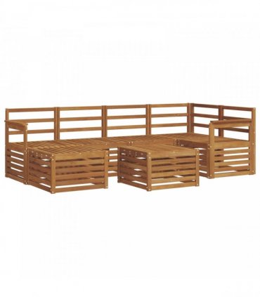 vidaXL Sectional Sofa Set 7 pcs Natural Solid Acacia Wood