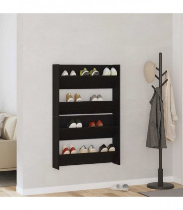 vidaXL Shoe Cabinet 2 pcs Black Oak 83 x 18 x 60 cm Engineered Wood