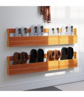 vidaXL Wall-mounted Shoe Racks 2 pcs Wax Brown 110x8.5x23.5 cm Solid Wood Pine